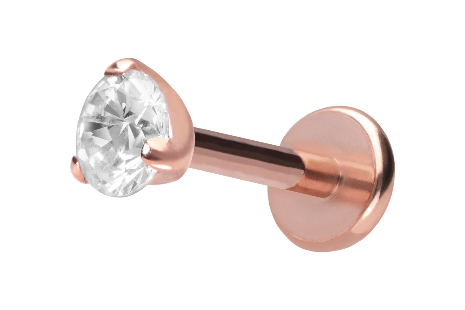 Titan Labret Piercing mit Push Fit EINGEFASSTER KRISTALL